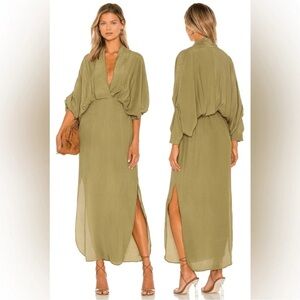S/W/F Plunge Dress in Amazon Green